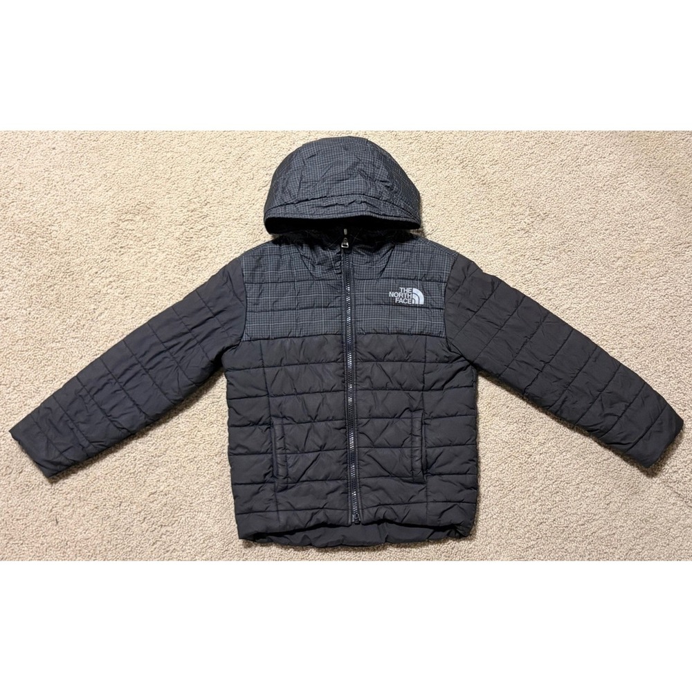 The North Face Kids' Boys Reversible Perrito Hooded Jacket, XS (6) Black/Gray
